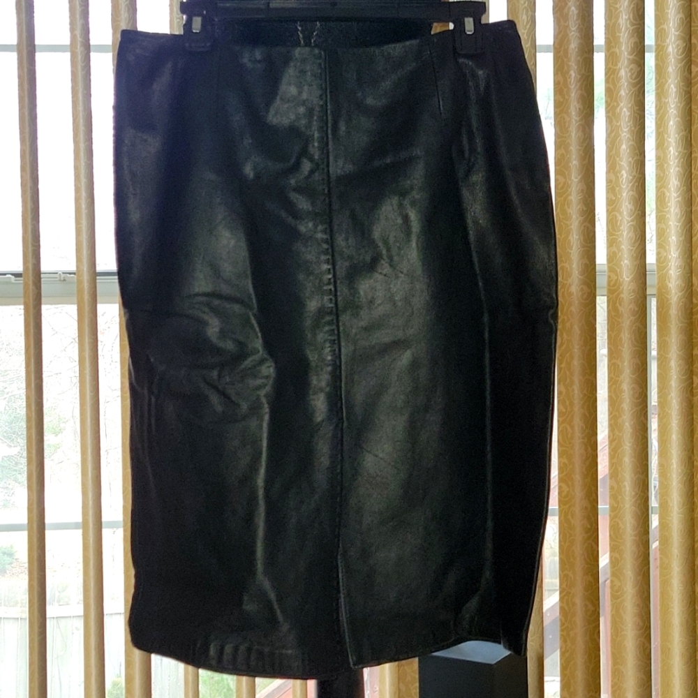 Black leather skirt nice split in front and back